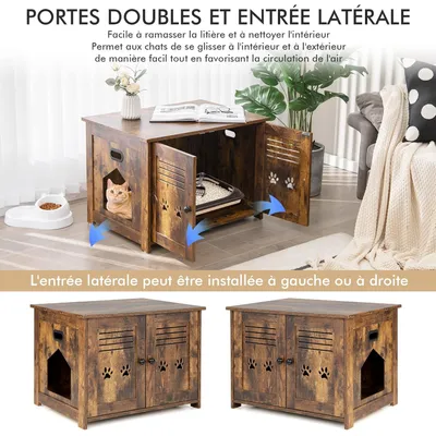 GIANTEX Maison de Toilette pour Chat avec 2 Portes et Poignées Pratiques