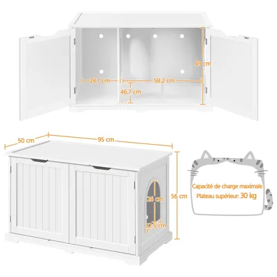 Yaheetech Cache Litière Bois