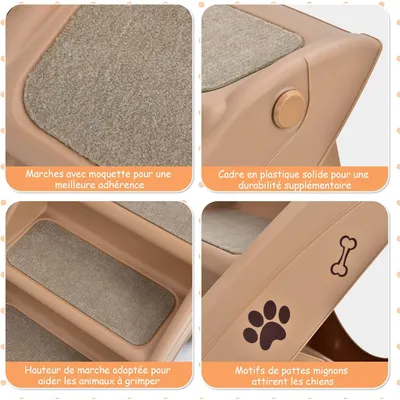 GIANTEX Escaliers Pliables avec Marches à 4 Niveaux, Patins Antidérapants