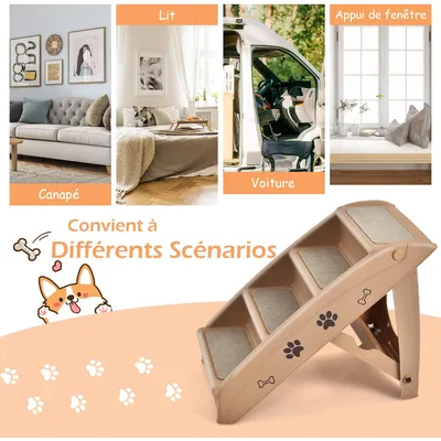 GIANTEX Escaliers Pliables avec Marches à 4 Niveaux, Patins Antidérapants