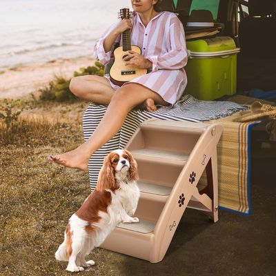 Giantex Escalier pour Chien Chat à 4 Marches en Plastique Patins en Feutre