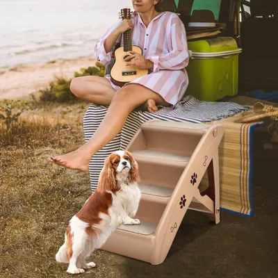 Giantex Escalier pour Chien Chat à 4 Marches en Plastique Patins en Feutre