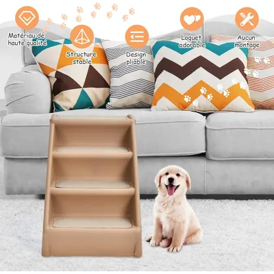 GIANTEX Escaliers Pliables avec Marches à 4 Niveaux, Patins Antidérapants