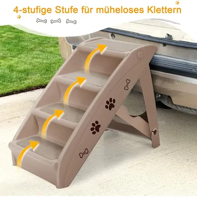 GIANTEX Klappbare 4-Stufen Tiertreppe Für Auto Bett Bis 60 Kg Belastbar