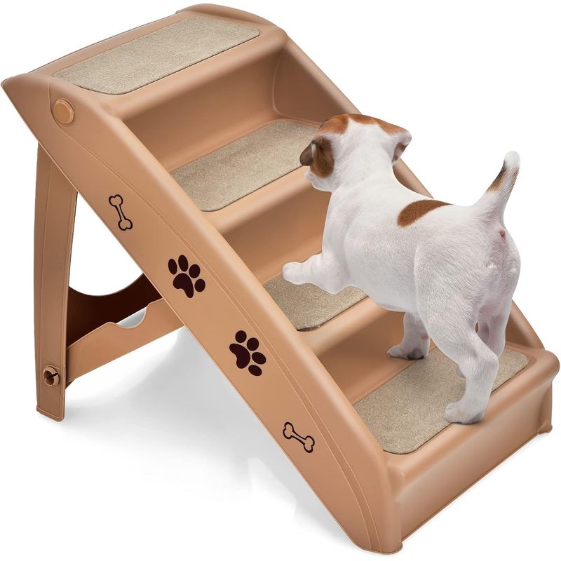 GIANTEX Klappbare 4-Stufen Tiertreppe Für Auto Bett Bis 60 Kg Belastbar