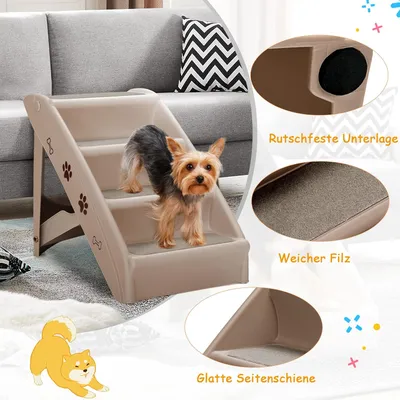 GIANTEX Klappbare 4-Stufen Tiertreppe Für Auto Bett Bis 60 Kg Belastbar