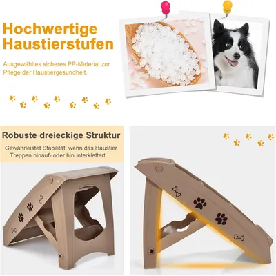 GIANTEX Klappbare 4-Stufen Tiertreppe Für Auto Bett Bis 60 Kg Belastbar