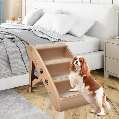 GIANTEX Escaliers Pliables avec Marches à 4 Niveaux, Patins Antidérapants