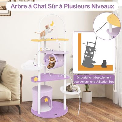 GIANTEX Arbre à Chat Cadre avec Perchoir en Forme de Lune