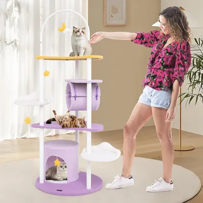 GIANTEX Arbre à Chat Cadre avec Perchoir en Forme de Lune