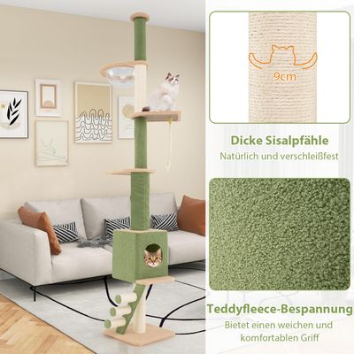 GIANTEX Hoch Verstellbarer Kratzbaum Mit Bodenplattform Und Kapsel