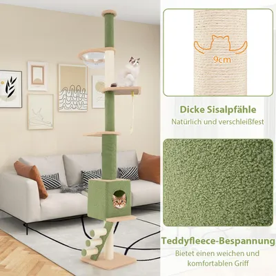 GIANTEX Hoch Verstellbarer Kratzbaum Mit Bodenplattform Und Kapsel GIANTEX Hoch Verstellbarer Kratzbaum Mit Bodenplattform Und Kapsel