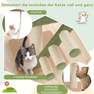 GIANTEX Hoch Verstellbarer Kratzbaum Mit Bodenplattform Und Kapsel GIANTEX Hoch Verstellbarer Kratzbaum Mit Bodenplattform Und Kapsel