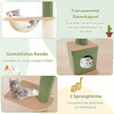 GIANTEX Hoch Verstellbarer Kratzbaum Mit Bodenplattform Und Kapsel GIANTEX Hoch Verstellbarer Kratzbaum Mit Bodenplattform Und Kapsel