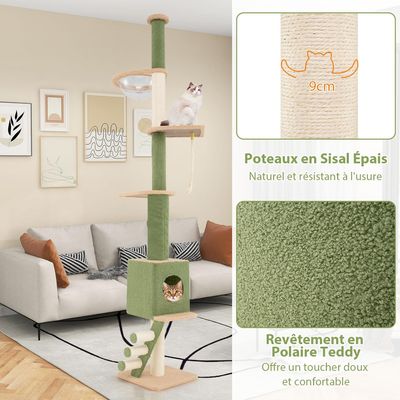 GIANTEX Arbre à Chat de Plateforme au Sol Haute Réglable avec Capsule