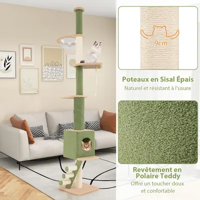 GIANTEX Arbre à Chat de Plateforme au Sol Haute Réglable avec Capsule