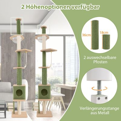 GIANTEX Hoch Verstellbarer Kratzbaum Mit Bodenplattform Und Kapsel
