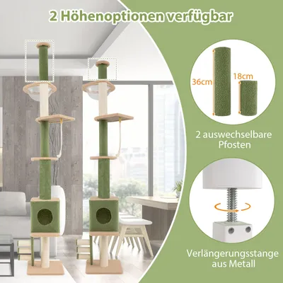 GIANTEX Hoch Verstellbarer Kratzbaum Mit Bodenplattform Und Kapsel GIANTEX Hoch Verstellbarer Kratzbaum Mit Bodenplattform Und Kapsel