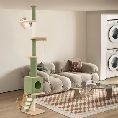 GIANTEX Arbre à Chat de Plateforme au Sol Haute Réglable avec Capsule