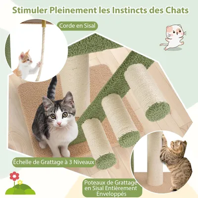 GIANTEX Arbre à Chat de Plateforme au Sol Haute Réglable avec Capsule