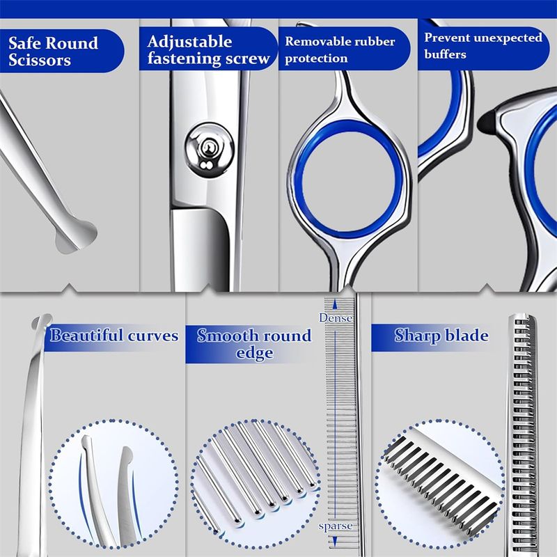 MCBOSON Ciseaux professionnels 6 en 1