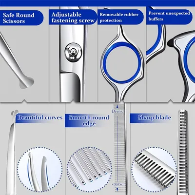 MCBOSON Ciseaux professionnels 6 en 1