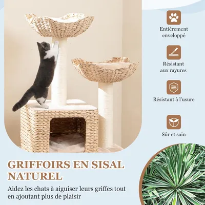GIANTEX Arbre à Chat avec Niche, Hamac, Plateformes et Griffoirs