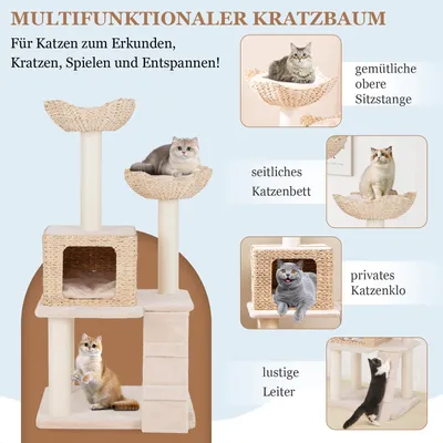 GIANTEX Kratzbaum Mit Höhle, Hängematte, Plattformen Und Kratzflächen GIANTEX Kratzbaum Mit Höhle, Hängematte, Plattformen Und Kratzflächen