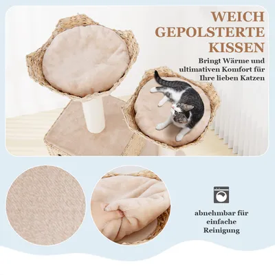 GIANTEX Kratzbaum Mit Höhle, Hängematte, Plattformen Und Kratzflächen GIANTEX Kratzbaum Mit Höhle, Hängematte, Plattformen Und Kratzflächen