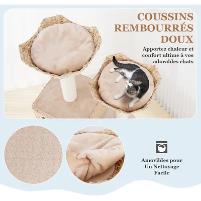 GIANTEX Arbre à Chat avec Niche, Hamac, Plateformes et Griffoirs