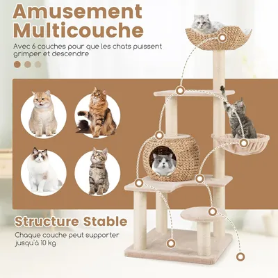 GIANTEX Arbre à Chat avec Niche, Hamac, Plateformes et Griffoirs