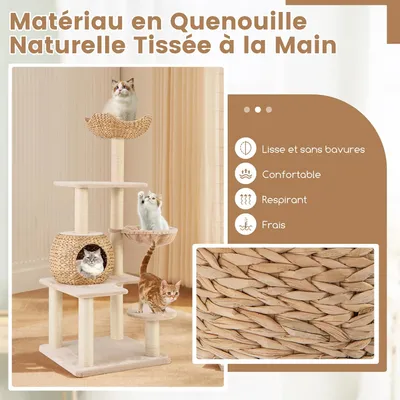 GIANTEX Arbre à Chat avec Niche, Hamac, Plateformes et Griffoirs
