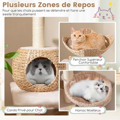 GIANTEX Arbre à Chat avec Niche, Hamac, Plateformes et Griffoirs