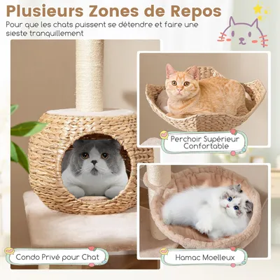 GIANTEX Arbre à Chat avec Niche, Hamac, Plateformes et Griffoirs