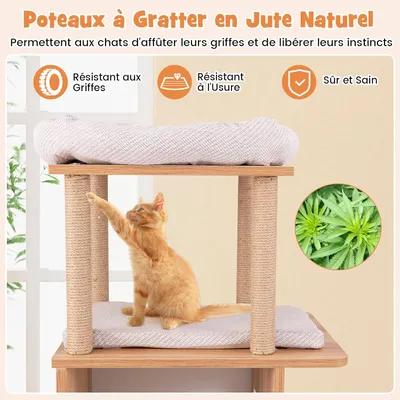 GIANTEX Arbre à Chat 120cm à 5 Niveaux, Design Thème du Sport avec 2 Condos