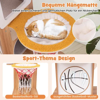GIANTEX Kratzbaum 120 cm Mit 5 Ebenen, Sport-Design Mit 2 Häuschen GIANTEX Kratzbaum 120 cm Mit 5 Ebenen, Sport-Design Mit 2 Häuschen