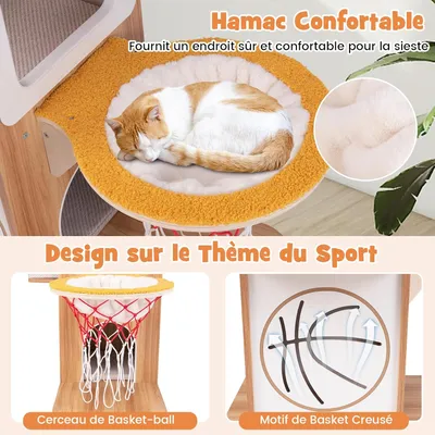 GIANTEX Arbre à Chat 120cm à 5 Niveaux, Design Thème du Sport avec 2 Condos