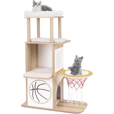 GIANTEX Arbre à Chat 120cm à 5 Niveaux, Design Thème du Sport avec 2 Condos