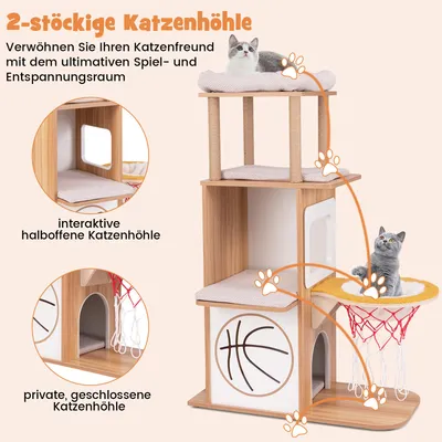 GIANTEX Kratzbaum 120 cm Mit 5 Ebenen, Sport-Design Mit 2 Häuschen GIANTEX Kratzbaum 120 cm Mit 5 Ebenen, Sport-Design Mit 2 Häuschen