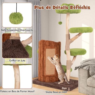 GIANTEX Arbre à Chat en Forme d'Arbre avec Perchoir, Griffoirs et Condo