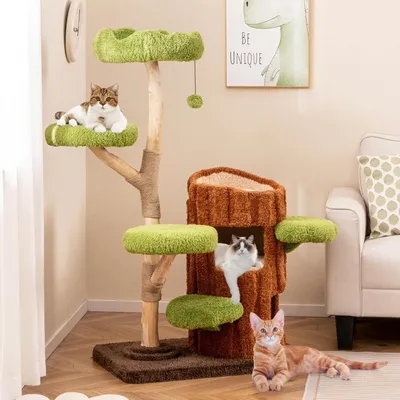 GIANTEX Arbre à Chat en Forme d'Arbre avec Perchoir, Griffoirs et Condo