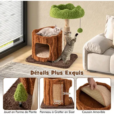 GIANTEX Arbre à Chat en Forme d'Arbre avec Perchoir, Griffoirs et Condo
