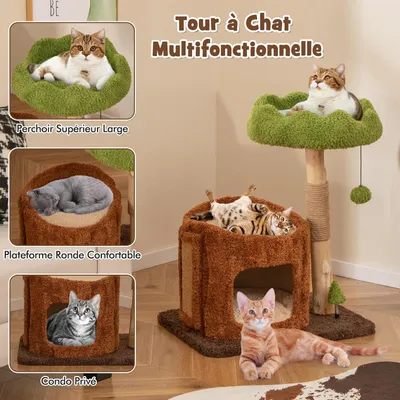 GIANTEX Arbre à Chat en Forme d'Arbre avec Perchoir, Griffoirs et Condo