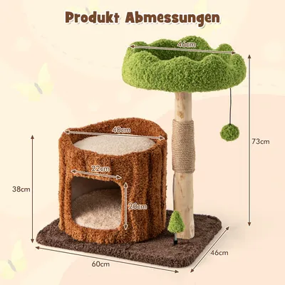 GIANTEX Kratzbaum In Baumform Mit Sitzplatz, Kratzflächen Und Häuschen GIANTEX Kratzbaum In Baumform Mit Sitzplatz, Kratzflächen Und Häuschen
