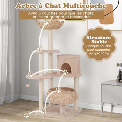 GIANTEX Arbre à Chat avec Niche, Hamac, Plateformes et Griffoirs