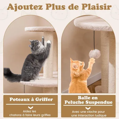 GIANTEX Arbre à Chat avec Niche, Hamac, Plateformes et Griffoirs GIANTEX Arbre à Chat avec Niche, Hamac, Plateformes et Griffoirs
