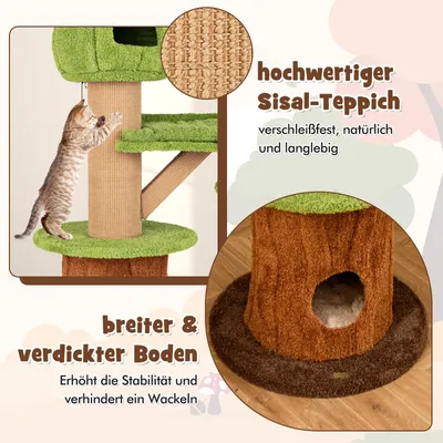 GIANTEX Kratzbaum „Pilz“ Mit 2 Häuschen, Hängematte Und Sisal-Kratzfläche GIANTEX Kratzbaum „Pilz“ Mit 2 Häuschen, Hängematte Und Sisal-Kratzfläche
