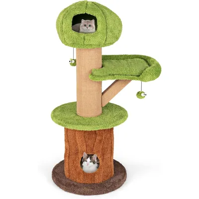 GIANTEX Arbre à Chat Champignon avec 2 Condos, Hamac, Griffoir en Sisal
