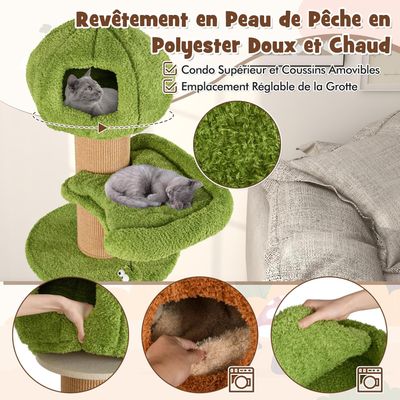 GIANTEX Arbre à Chat Champignon avec 2 Condos, Hamac, Griffoir en Sisal