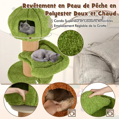 GIANTEX Arbre à Chat Champignon avec 2 Condos, Hamac, Griffoir en Sisal
